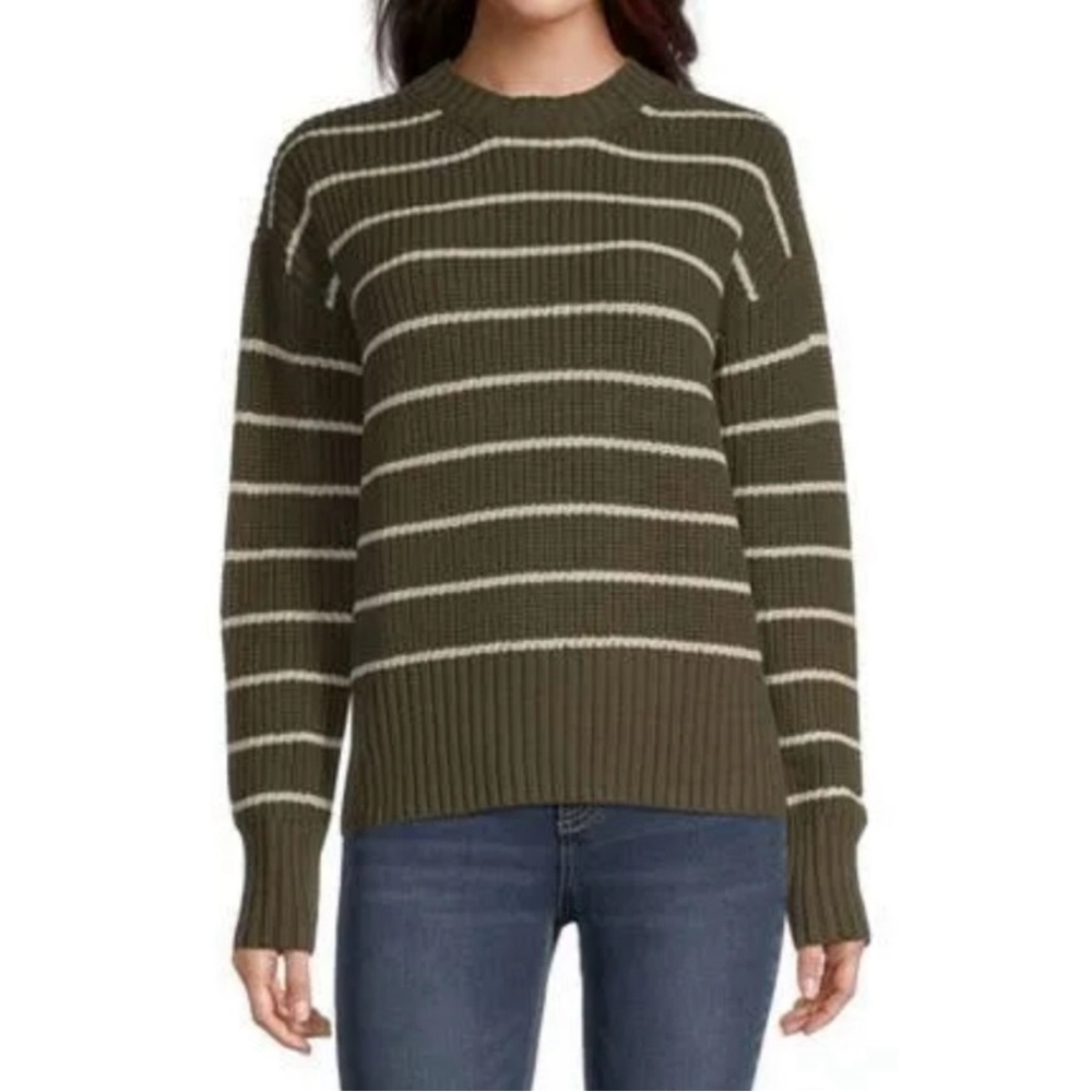 A.N.A Womens Crew Neck Striped Pullover Sweater XL